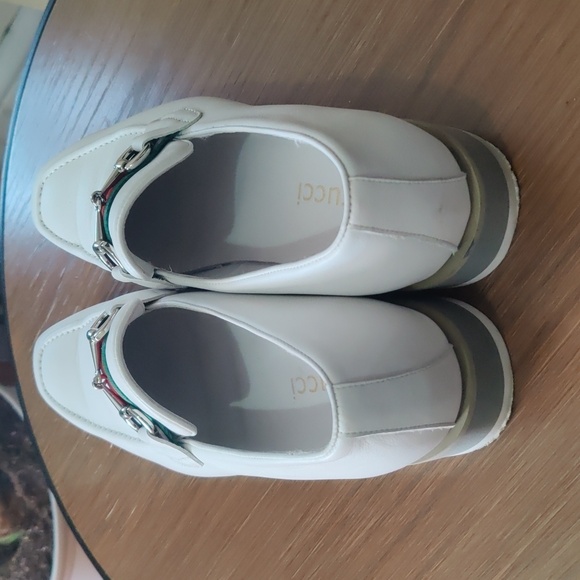 White Carrucci Slip-On Loafers with Textured Leather and Decorative Strap. - Picture 4 of 7